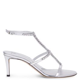 GIUSEPPE ZANOTTI ハイヒール　オープントゥ　ラメ　シルバー 37 GIUSEPPE ZANOTTI Harmony Silver Leather Sandals Size 7 IT 37 Good