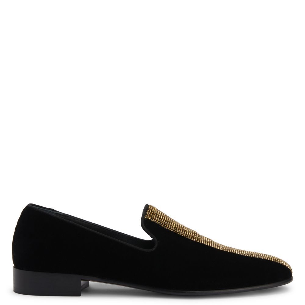 slim fit dress slacks FI7239 Black Glitter with Gold Spikes Slip on Fiesso by Aurelio Garcia   Fiesso Shoes